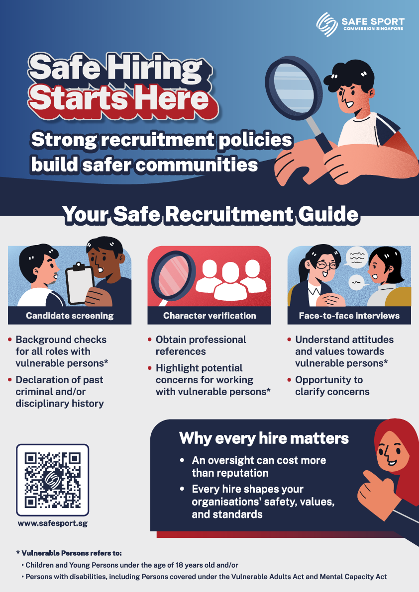 Safe Sport recruitment guide infographic